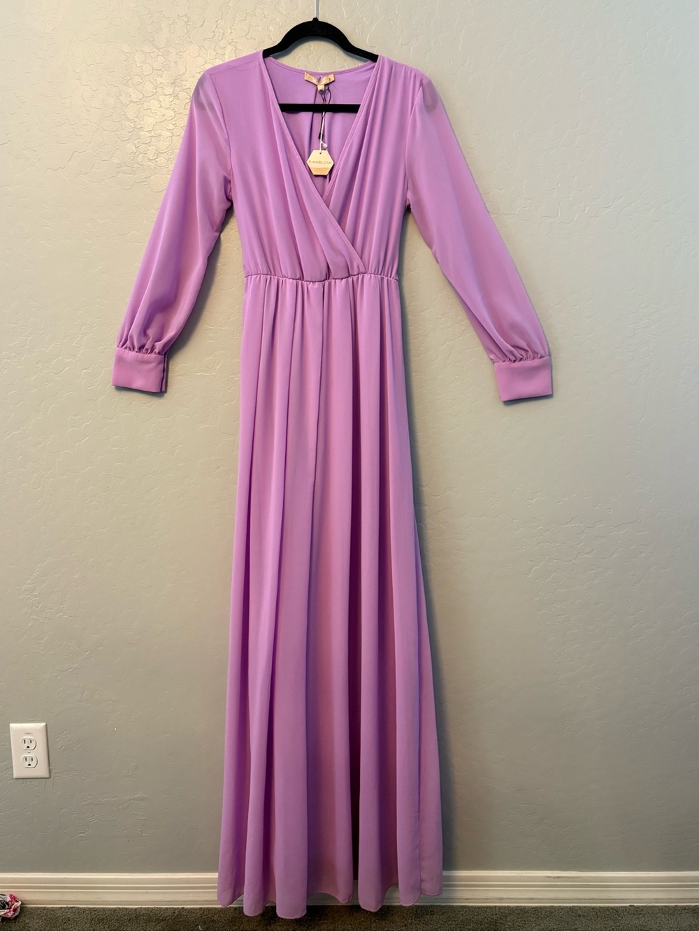 Pinkblush Ricarica lavender maternity long sleeve maxi dress medium NEW